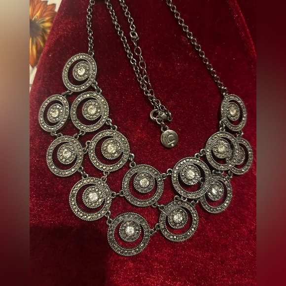 Source Unknown Jewelry - Marcazite marcasite diamanté silver grey necklace beautiful old look goth